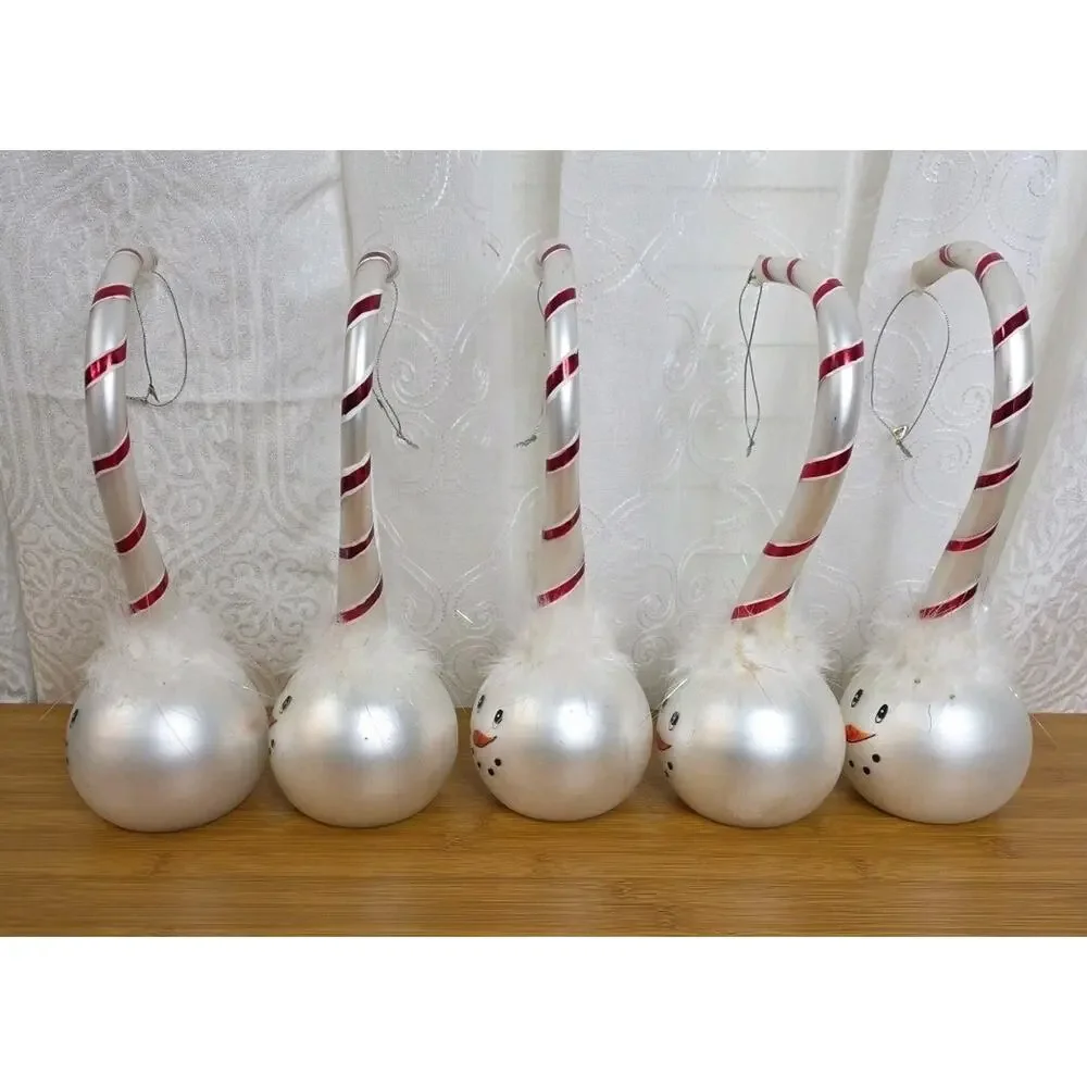 SNOWMAN w/Whimsical Hat blown Glass Christmas Ornament Large 11